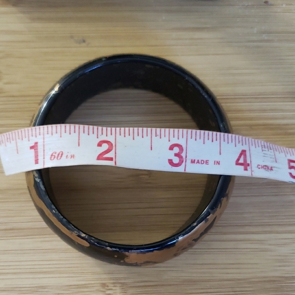 Elegant Gold and Black Wood Bangle Bracelet - Picture 8 of 8